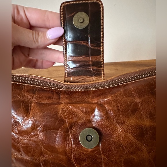 Furla Bags Vintage Furla Croc Embossed Leather Crossbody Poshmark